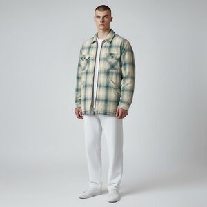Vintage  Y2K Plaid Flannel Jacket Heavyweight Zip-Front Lumberjack Size Large